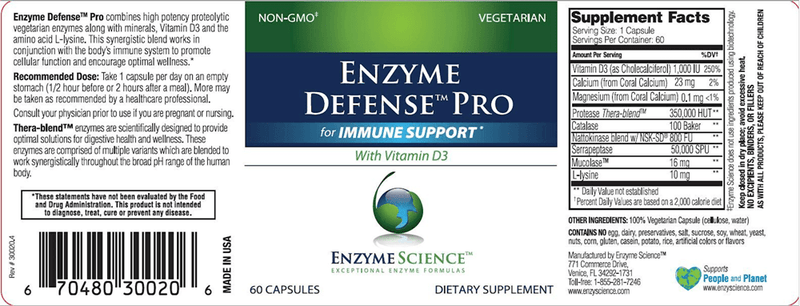 Enzyme Defense Pro Enzyme Science Label