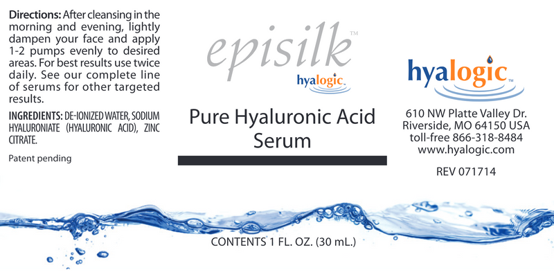 Episilk Pure Hyaluronic Acid Serum (Hyalogic) Label