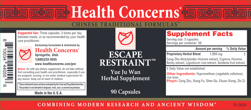 Escape Restraint (Health Concerns) Label