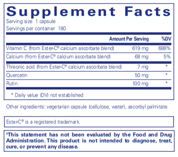 Essential-C & flavonoids (Pure Encapsulations) 180ct supplement facts