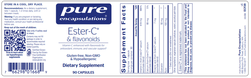 Essential-C & flavonoids (Pure Encapsulations) 90ct label