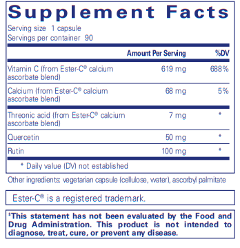 Essential-C & flavonoids (Pure Encapsulations) 90ct supplement facts