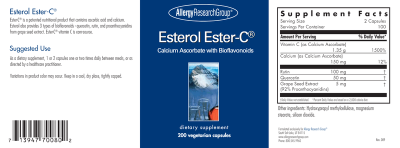Esterol Ester-C 200ct Allergy Research Group label