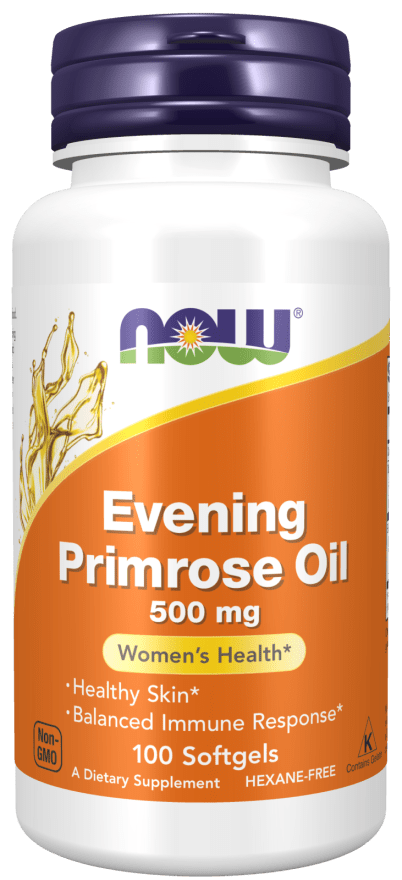 Evening Primrose Oil 500 mg 100 Softgels (NOW) Front