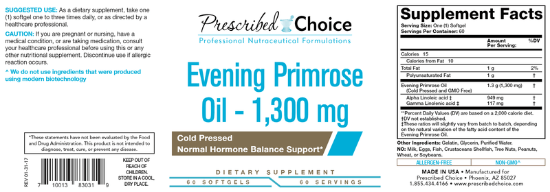 Evening Primrose Oil (Prescribed Choice) Label