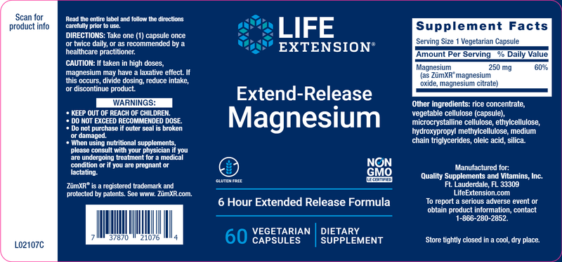 Extend-Release Magnesium (Life Extension) Label