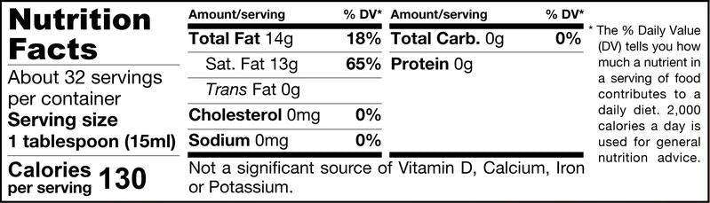 Extra Virgin Coconut Oil Jarrow Formulas nutrition facts