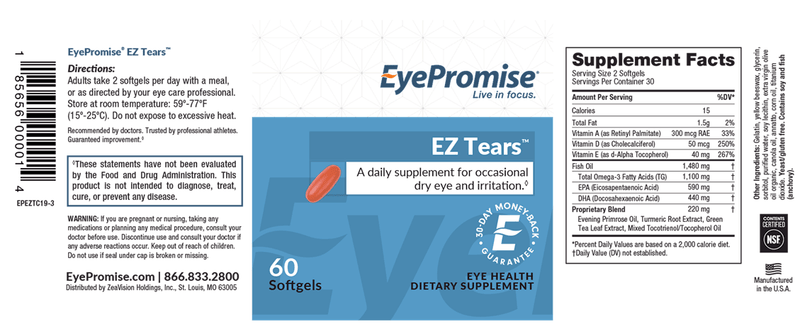 ez tears eyepromise label