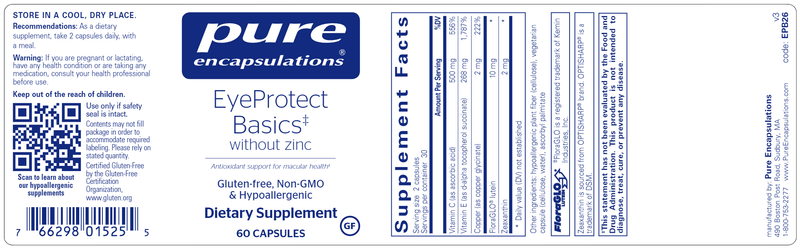 EyeProtect Basics without zinc (Pure Encapsulations) Label