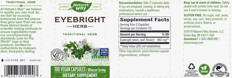 Eyebright 430 mg (Nature's Way) Label