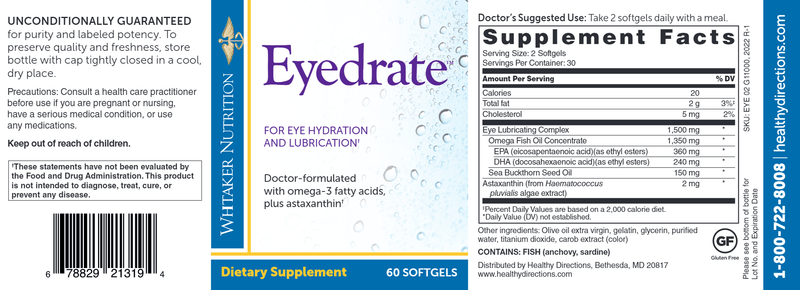 Eyedrate (Dr. Whitaker/Whitaker Nutrition) Label