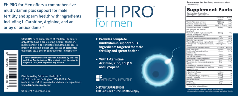 FH PRO for Men (Fairhaven Health) Label