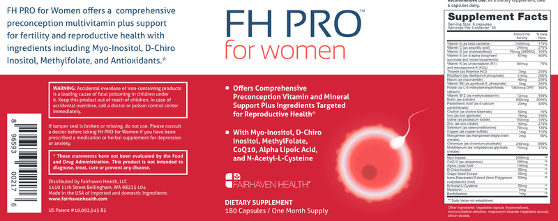 FH PRO for Women (Fairhaven Health) Label