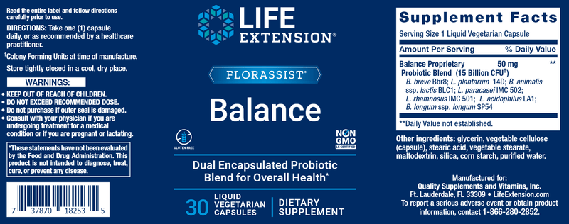 FLORASSIST® Balance (Life Extension) Label