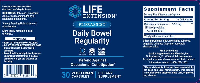 FLORASSIST® Daily Bowel Regularity (Life Extension) Label