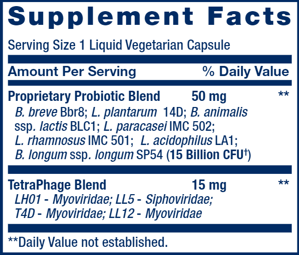 FLORASSIST® GI with Phage Technology (Life Extension) Supplement Facts