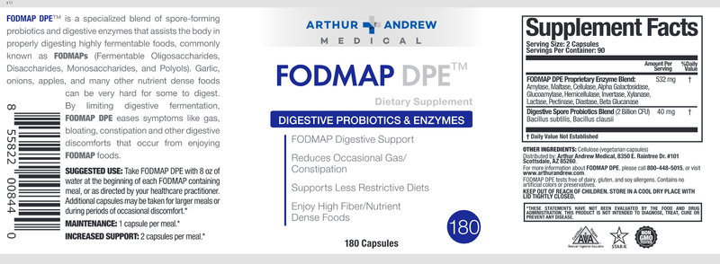 FODMAP DPE (Arthur Andrew Medical Inc) 180ct Label