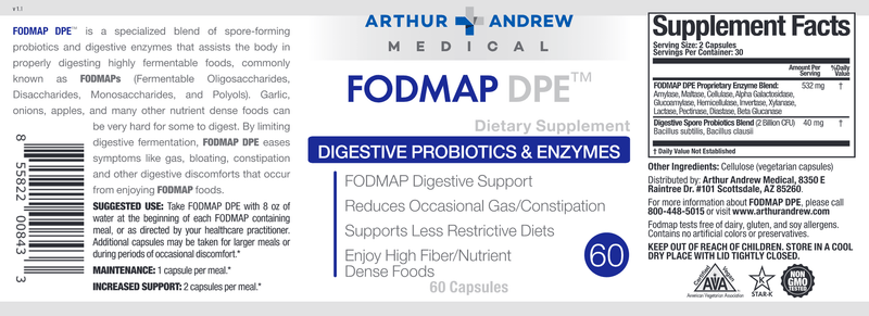 FODMAP DPE Arthur Andrew Medical Inc Label