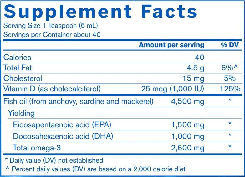 Finest Pure Fish Oil ULTRA Pharmax Supplement Facts