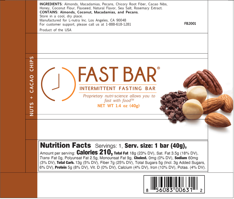 Fast Bar Nuts + Cacao Chips (ProLon) Label