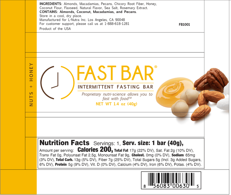 Fast Bar Nuts + Honey (ProLon) Label