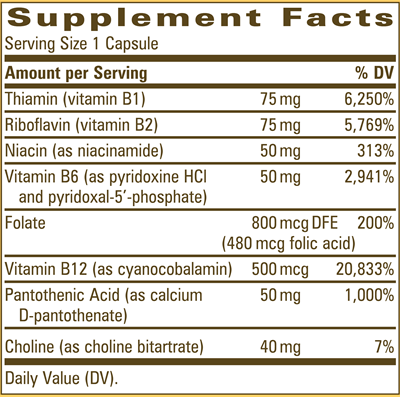 Fatigued/Fantastic Energy B Complex (Nature's Way) 120ct Supplement Facts