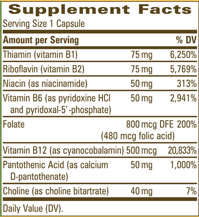 Fatigued/Fantastic Energy B Complex (Nature's Way) 30ct Supplement Facts