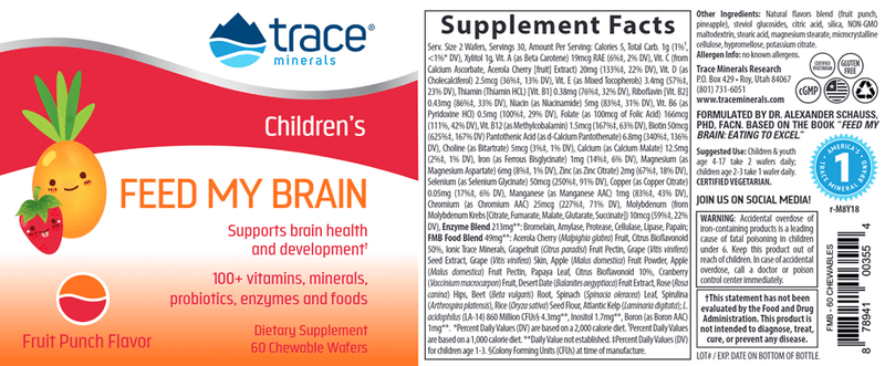 Feed My Brain for Children Trace Minerals Research label