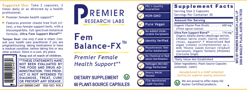 Fem Balance-FX (Premier Research Labs) Label