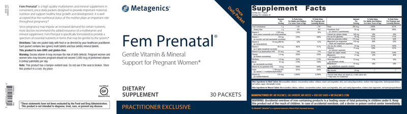 Fem Prenatal (Metagenics) Label