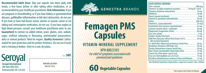Femagen PMS Capsules Genestra Label