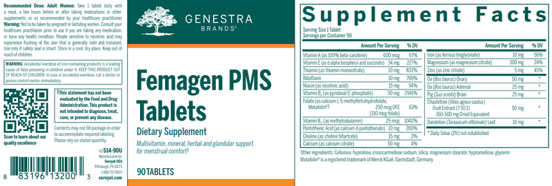 Femagen PMS Tablets Genestra Label