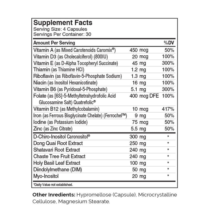 Female Totality (Advanced Nutrition by Zahler) Supplement Facts