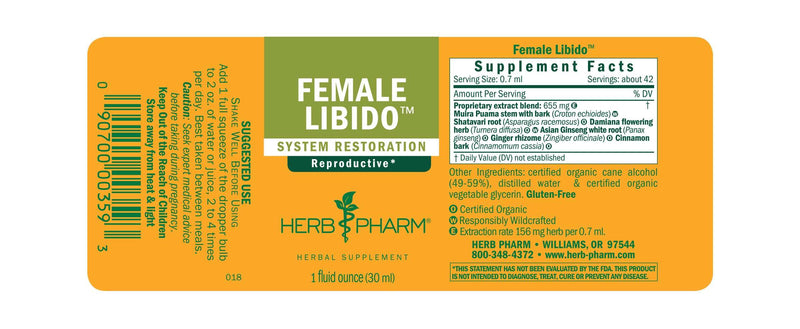 Female Libido Tonic Compound (Herb Pharm) Label