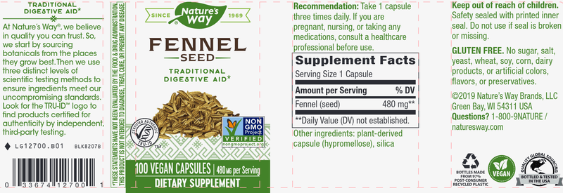 Fennel Seed 480 mg (Nature's Way) Label