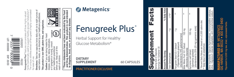 Fenugreek Plus (Metagenics) Label