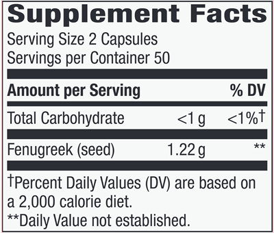 Fenugreek Seed 100 Caps (Nature's Way) Supplement Facts