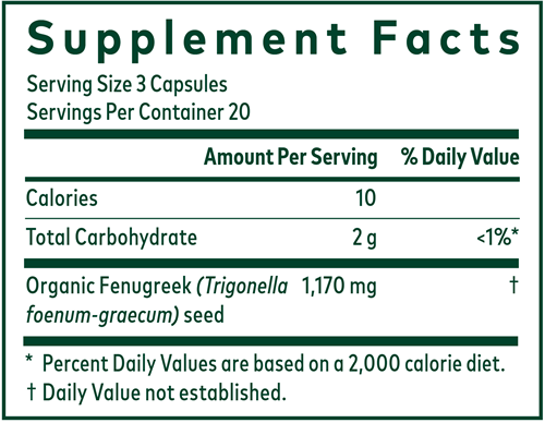 Fenugreek Seed (Gaia Herbs Professional Solutions) supplement facts