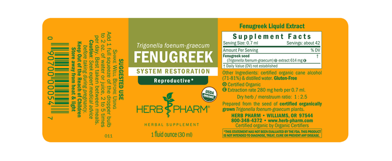 Fenugreek label | Herb Pharm