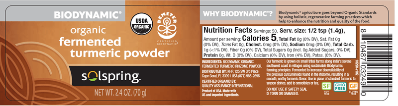 Fermented Turmeric Powder Organic (Dr. Mercola) Label