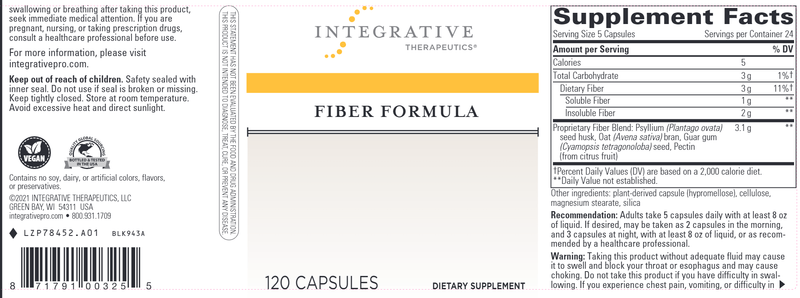 Fiber Formula (Integrative Therapeutics) Label