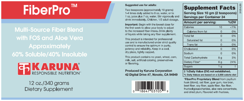 FiberPro 340 gm 1 (Karuna Responsible Nutrition) Label
