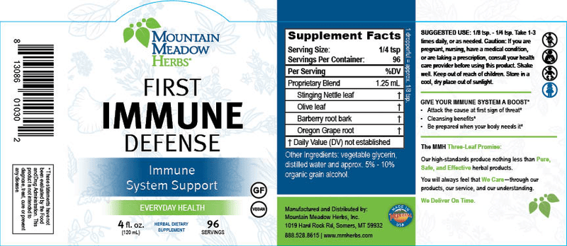 First Immune Defense (Mountain Meadow Herbs) Label