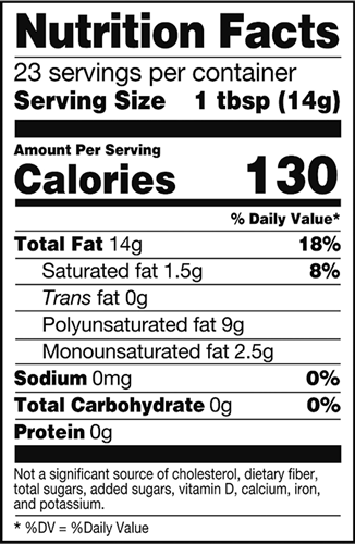 Flax Seed Oil (Omega Nutrition) 12oz Nutrition Facts