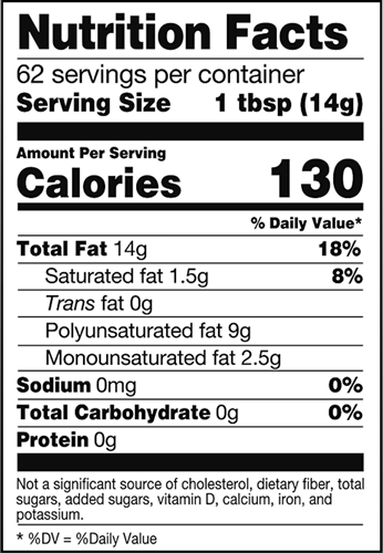 Flax Seed Oil (Omega Nutrition) 32oz Nutrition Facts
