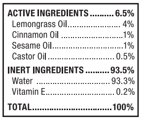Flea and Tick Defense Spray Supplement Facts Label