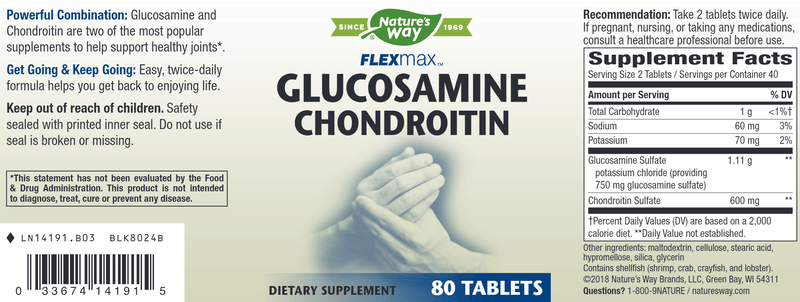 FlexMax Glucosamine Chondroitin (Nature's Way) Label