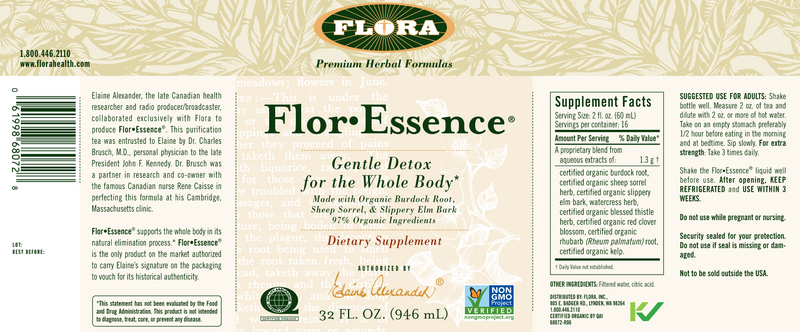 flor-essence liquid tea blend (flora) label