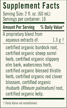 Flor-Essence Liquid Tea Blend 32oz (Flora) Supplement Facts