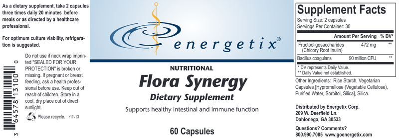 Flora Synergy (Energetix) 60 Caps Label